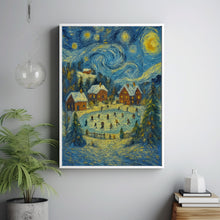 Christmas Town Print Snowy Winter Village, Holiday Wall Art