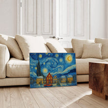 Christmas Town Print Snowy Winter Village, Holiday Wall Art