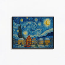 Christmas Town Print Snowy Winter Village, Holiday Wall Art