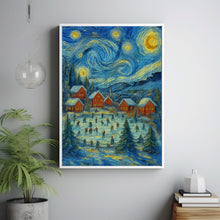 Christmas Town Print Snowy Winter Village, Holiday Wall Art (2)