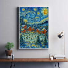 Christmas Town Print Snowy Winter Village, Holiday Wall Art (2)