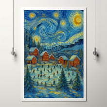 Christmas Town Print Snowy Winter Village, Holiday Wall Art (2)
