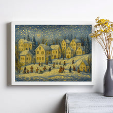Christmas Town Winter Village Print Snowy Holiday Wall Art