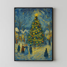 Christmas Tree Art Print Cozy Winter Village Scene (2)