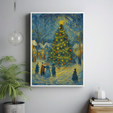 Christmas Tree Art Print Cozy Winter Village Scene (2)