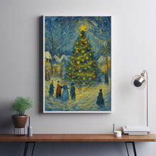 Christmas Tree Art Print Cozy Winter Village Scene (2)