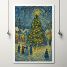 Christmas Tree Art Print Cozy Winter Village Scene (2)