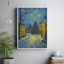 Christmas Tree Winter Village Painting Classic Holiday Wall Art