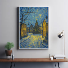 Christmas Tree Winter Village Painting Classic Holiday Wall Art