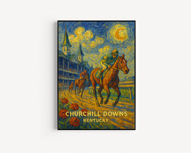 Churchill Downs Vintage Poster _ Kentucky Horse Racing Print with Iconic Twin Spires and Red Roses - Churchill Downs Wall art