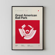 Cincinnati Ballpark Poster, Great American Ball Park Print, Mid Century Modern Baseball-2WH3HY
