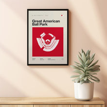 Cincinnati Ballpark Poster, Great American Ball Park Print, Mid Century Modern Baseball-2WH3HY