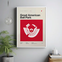 Cincinnati Ballpark Poster, Great American Ball Park Print, Mid Century Modern Baseball-2WH3HY