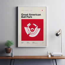 Cincinnati Ballpark Poster, Great American Ball Park Print, Mid Century Modern Baseball-2WH3HY