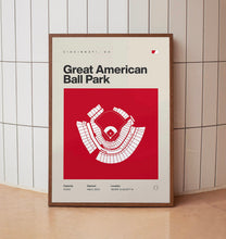 Cincinnati Ballpark Poster, Great American Ball Park Print, Mid Century Modern Baseball-2WH3HY