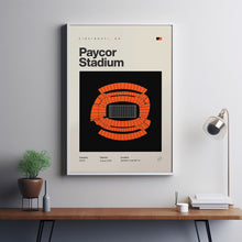 Cincinnati Bengals Poster, Paycor Stadium Print, Mid Century Modern Football Poster, Sp-T4X89B