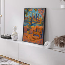 Cincinnati Ohio Art Print, Midwest Travel Poster, Illustrated City Wall Decor