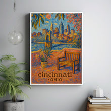Cincinnati Ohio Art Print, Midwest Travel Poster, Illustrated City Wall Decor