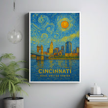 Cincinnati Poster Print, Cincinnati Travel Poster, Cincinnati Van Gogh Style Wall Art, Cincinnati, Ohio, United States1
