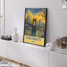 Cincinnati Travel Poster, Cincinnati Ohio Travel Wall Art, John Roebling Bridge Poster, Ohio Gifts, Personalised Gifts, Birthday Present