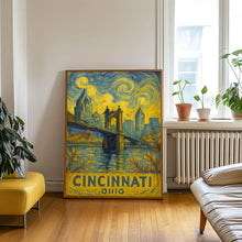 Cincinnati Travel Poster, Cincinnati Ohio Travel Wall Art, John Roebling Bridge Poster, Ohio Gifts, Personalised Gifts, Birthday Present (2)