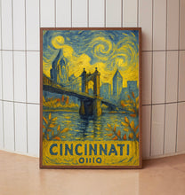 Cincinnati Travel Poster, Cincinnati Ohio Travel Wall Art, John Roebling Bridge Poster, Ohio Gifts, Personalised Gifts, Birthday Present (2)