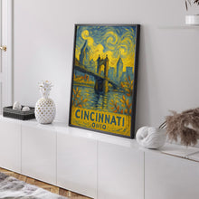 Cincinnati Travel Poster, Cincinnati Ohio Travel Wall Art, John Roebling Bridge Poster, Ohio Gifts, Personalised Gifts, Birthday Present (2)