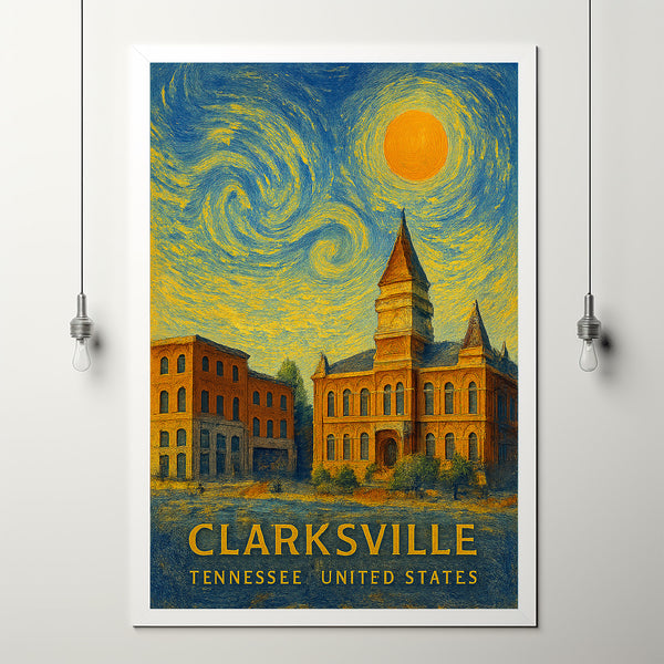 Clarksville Poster Print, Clarksville Travel Poster, Clarksville Minimalistic Wall Art, Clarksville, Tennessee, United States