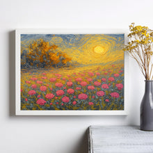 Claude Monet Style Pink Wildflower Art Printable Spring Landscape Decor, Pastel Pink Art