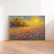 Claude Monet Style Pink Wildflower Art Printable Spring Landscape Decor, Pastel Pink Art