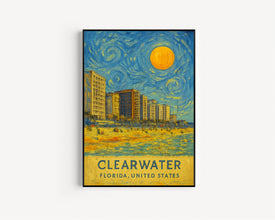 Clearwater Poster Print, Clearwater Travel Poster, Clearwater Van Gogh Style Wall Art, Clearwater, Florida, United States