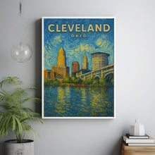Cleveland Decor, Cleveland Travel Poster, Mid Century Ohio State Wall Art, Cleveland Skyline Print, Cleveland Digital Artwork