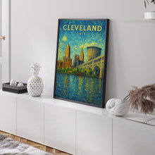 Cleveland Decor, Cleveland Travel Poster, Mid Century Ohio State Wall Art, Cleveland Skyline Print, Cleveland Digital Artwork (2)