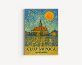 Cluj-Napoca Poster Print, Cluj-Napoca Travel Poster, Cluj-Napoca Van Gogh Style Wall Art, Cluj-Napoca, Romania