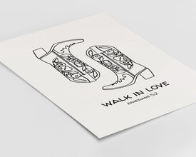 Coastal Cowgirl Print Walk In Love, Western Christian Wall Art 1882000455