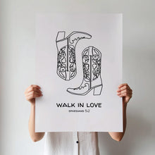 Coastal Cowgirl Print Walk In Love, Western Christian Wall Art 1882000455