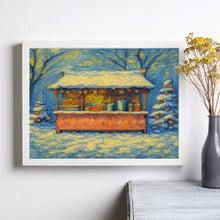 Coffee Stand Christmas Art Printable Christmas Wall Art Winter Print, Winter Farmhouse Coffee