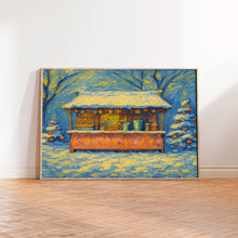 Coffee Stand Christmas Art Printable Christmas Wall Art Winter Print, Winter Farmhouse Coffee