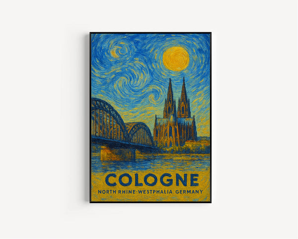 Cologne Poster Print, Cologne Travel Poster, Cologne Van Gogh Style Wall Art, Cologne, North Rhine-Westphalia, Germany