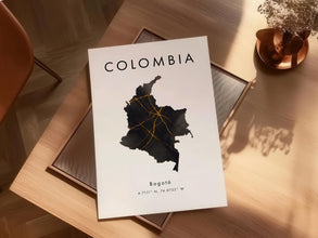 Colombia Map PRINTED Poster  Black and Gold  South America  Wall Art Print  Home Decor  Geography Map Gift  Wallpaper 4371901868