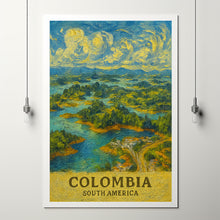 Colombia Print No 2, Colombia Photo Poster, Colombia Travel Wall Art, Colombia Map Print, Colombia Van Gogh Style, Colombia Wall, South America