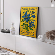 Colorado State Flower Art Print, Blue Columbine 1960_s Wall Art, Neutral Botanical Pastel Artwork, Colorado Flower