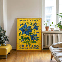 Colorado State Flower Art Print, Blue Columbine 1960_s Wall Art, Neutral Botanical Pastel Artwork, Colorado Flower