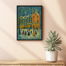 Colorful Christmas Town Wall Art, Retro Winter Holiday Art December Print, Christmas Farmhouse