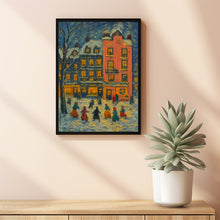 Colorful Christmas Town Wall Art, Retro Winter Holiday Art,December Print, Christmas Farmhouse (2)