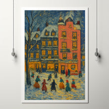 Colorful Christmas Town Wall Art, Retro Winter Holiday Art,December Print, Christmas Farmhouse (2)