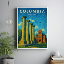 Columbia Missouri Poster, Columbia Wall Art Print  Vintage Missouri Travel Poster  Columbia Print, College Town Gift