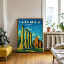 Columbia Missouri Poster, Columbia Wall Art Print  Vintage Missouri Travel Poster  Columbia Print, College Town Gift