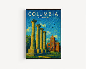 Columbia Missouri Poster, Columbia Wall Art Print  Vintage Missouri Travel Poster  Columbia Print, College Town Gift
