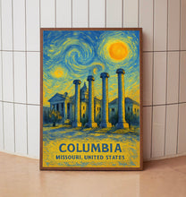 Columbia Poster Print, Columbia Travel Poster, Columbia Van Gogh Style Wall Art, Columbia, Missouri, United States